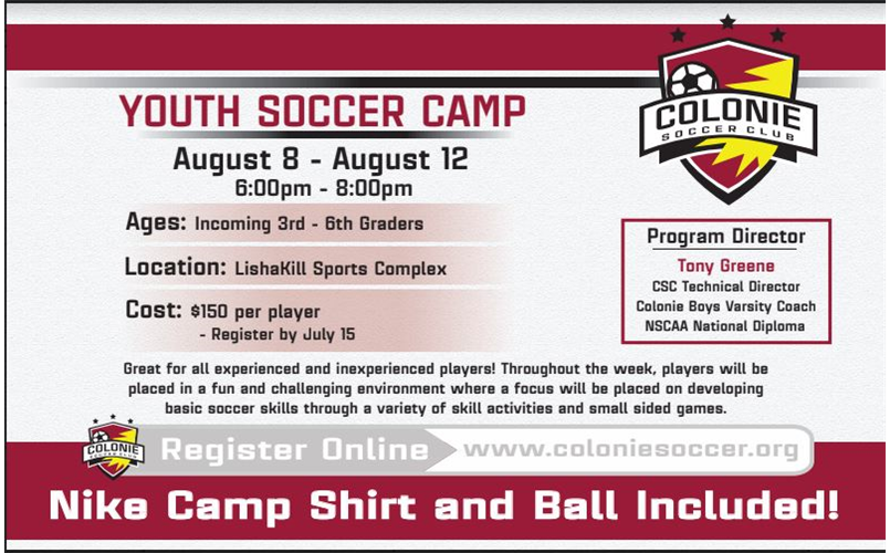 2022 Colonie Youth Soccer Camp