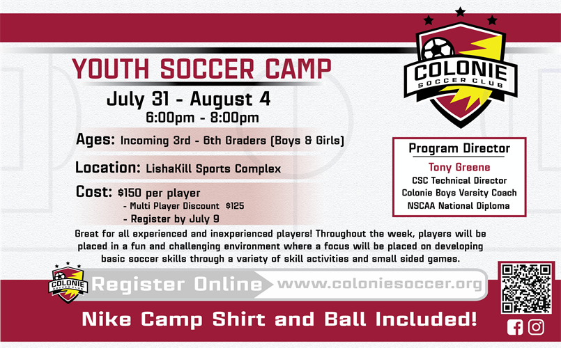 2023 Colonie Youth Soccer Camp